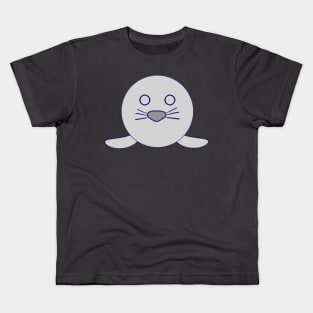 Kawaii Funny Shocked Staring Expression Grey Baby Seal Kids T-Shirt